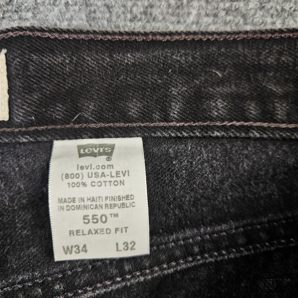 Levis 550 Relaxed Fit Jeans Mens 34x32 Faded Black Denim Tapered Leg 100% Cotton - Picture 6 of 10